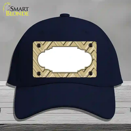 Gold Light Gold Scallop Large Chevron Novelty License Plate Hat Cotton / Navy