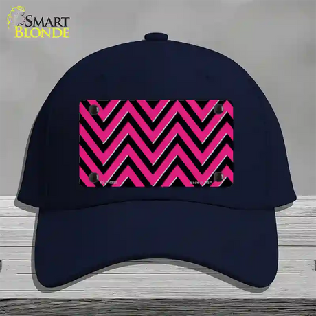 Pink Black Large Chevron Novelty License Plate Hat Cotton / Navy