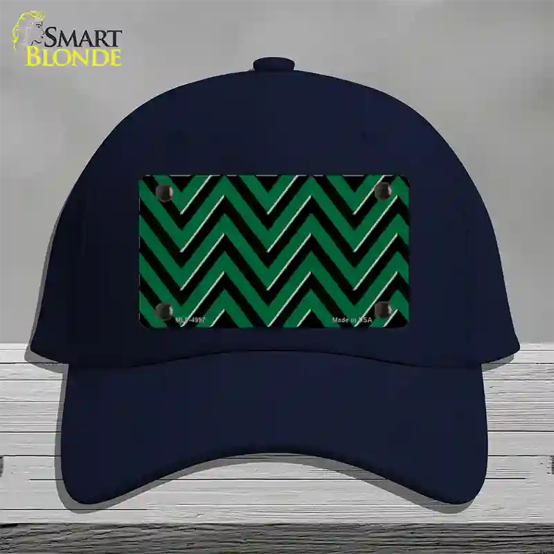 Green Black Large Chevron Novelty License Plate Hat Cotton / Navy