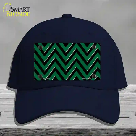 Green Black Large Chevron Novelty License Plate Hat Cotton / Navy