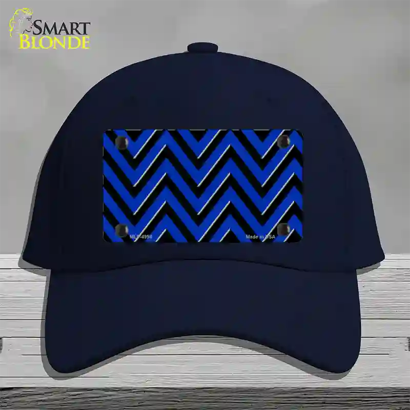 Blue Black Large Chevron Novelty License Plate Hat Cotton / Navy