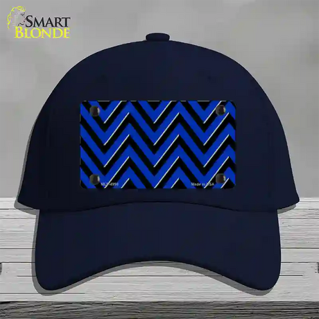 Blue Black Large Chevron Novelty License Plate Hat Cotton / Navy