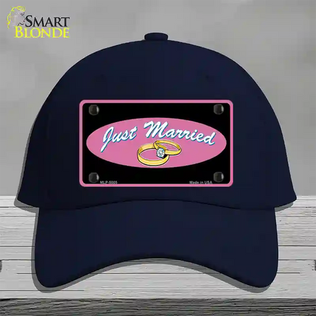 Just Married Novelty License Plate Hat Cotton / Navy