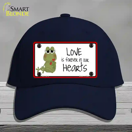 Love In Our Hearts Frog Novelty License Plate Hat Cotton / Navy