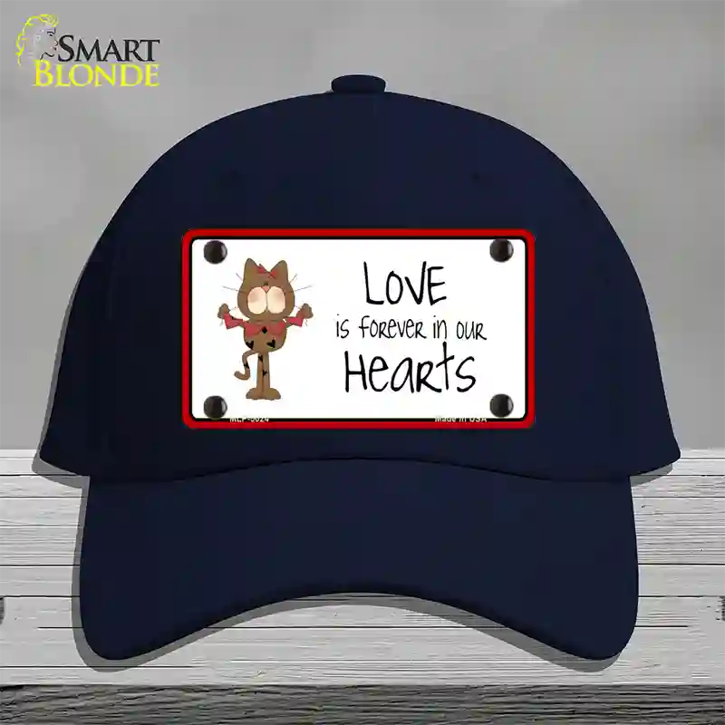 Love In Our Hearts Cat Novelty License Plate Hat Cotton / Navy