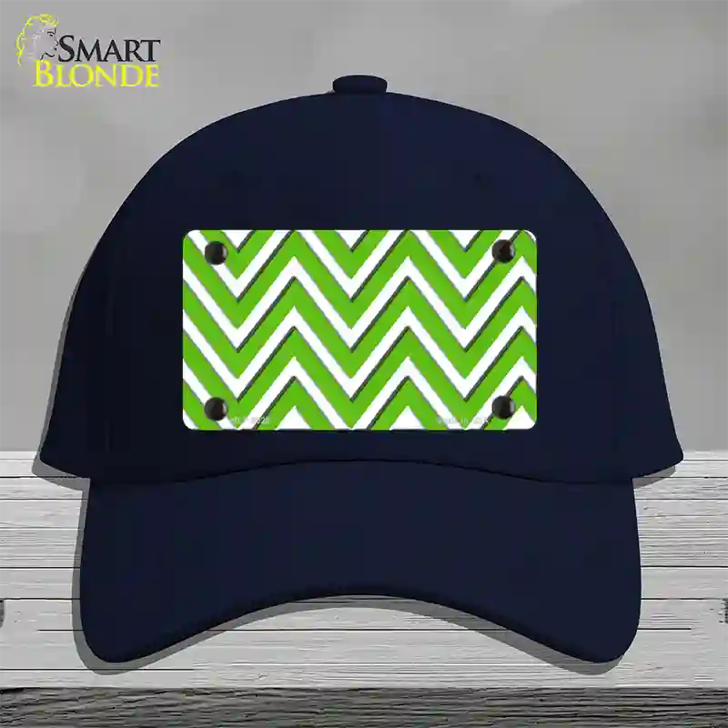 Kelly Green White Chevron Novelty License Plate Hat Cotton / Navy