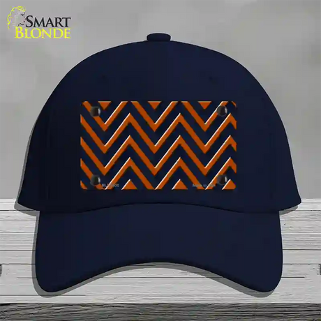 Orange Navy Blue Chevron Novelty License Plate Hat Cotton / Navy