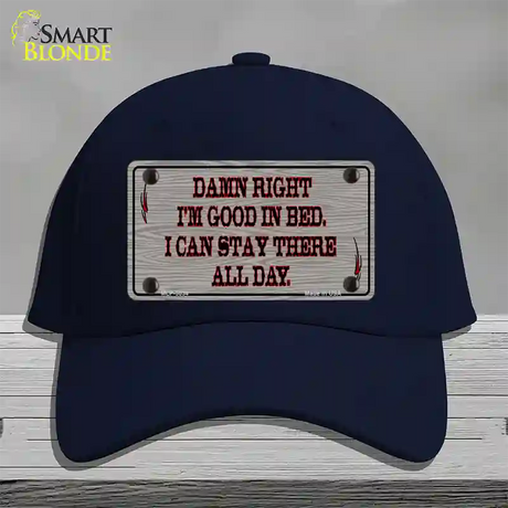 Im Good In Bed Novelty License Plate Hat Cotton / Navy