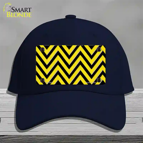 Yellow Black Chevron Novelty License Plate Hat Cotton / Navy