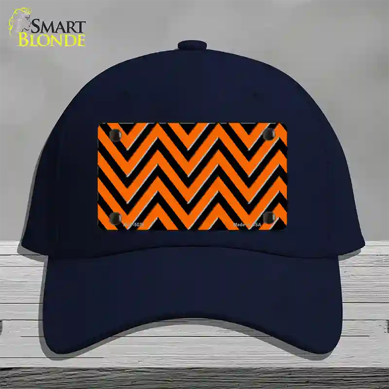 Orange Black Chevron Novelty License Plate Hat Cotton / Navy