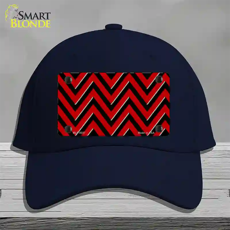 Red Black Chevron Novelty License Plate Hat Cotton / Navy