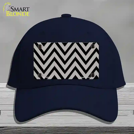 Grey Black Chevron Novelty License Plate Hat Cotton / Navy