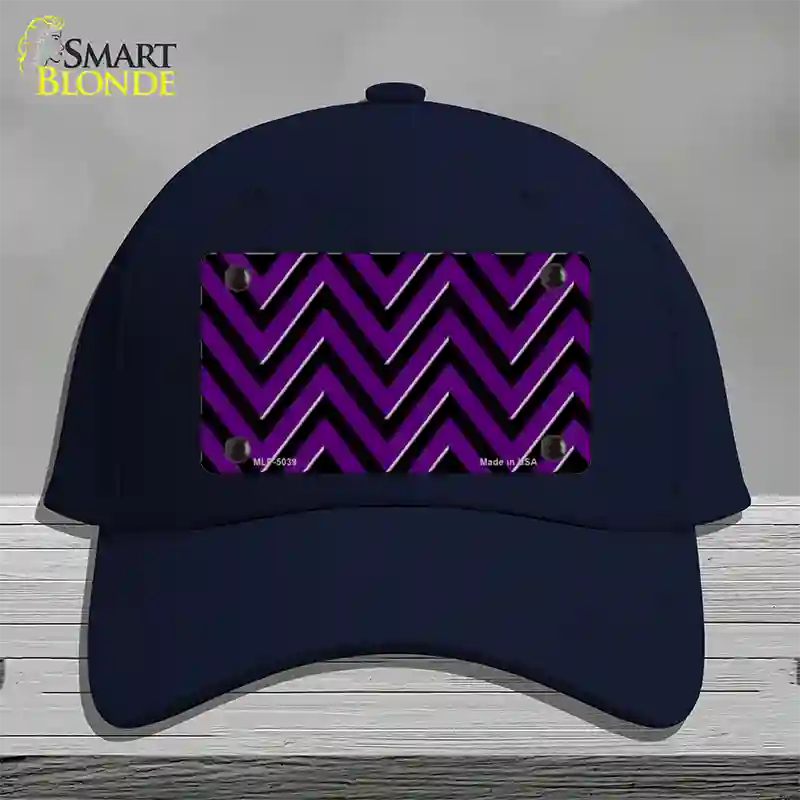 Purple Black Chevron Novelty License Plate Hat Cotton / Navy