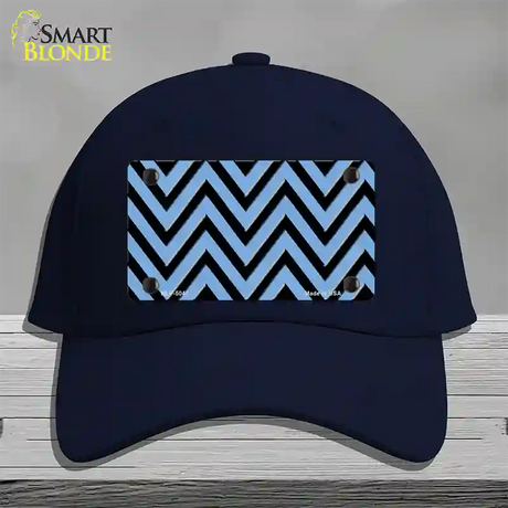 Light Blue Black Chevron Novelty License Plate Hat Cotton / Navy