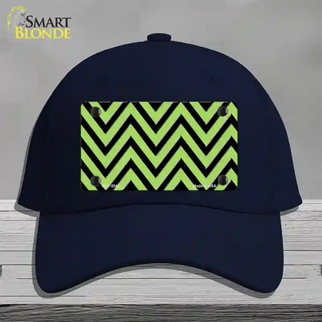 Lime Green Black Chevron Novelty License Plate Hat Cotton / Navy