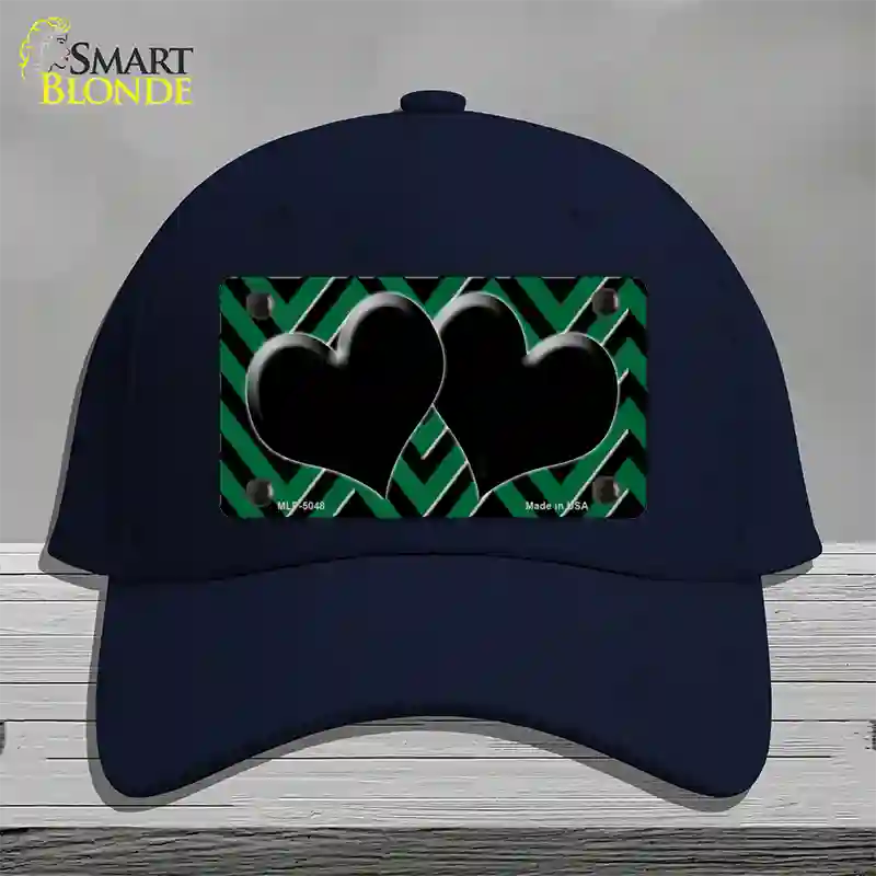 Green Black Chevon Hearts Novelty License Plate Hat Cotton / Navy