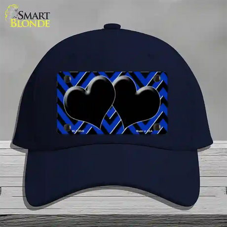 Blue Black Chevon Hearts Novelty License Plate Hat Cotton / Navy