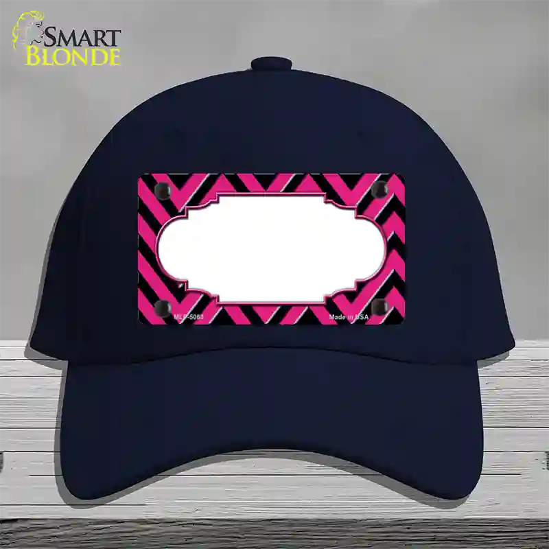 Pink Black Chevron Scallop Novelty License Plate Hat Cotton / Navy