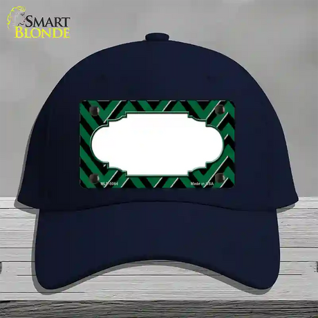 Green Black Chevron Scallop Novelty License Plate Hat Cotton / Navy