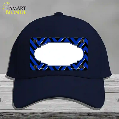 Blue Black Chevron Scallop Novelty License Plate Hat Cotton / Navy