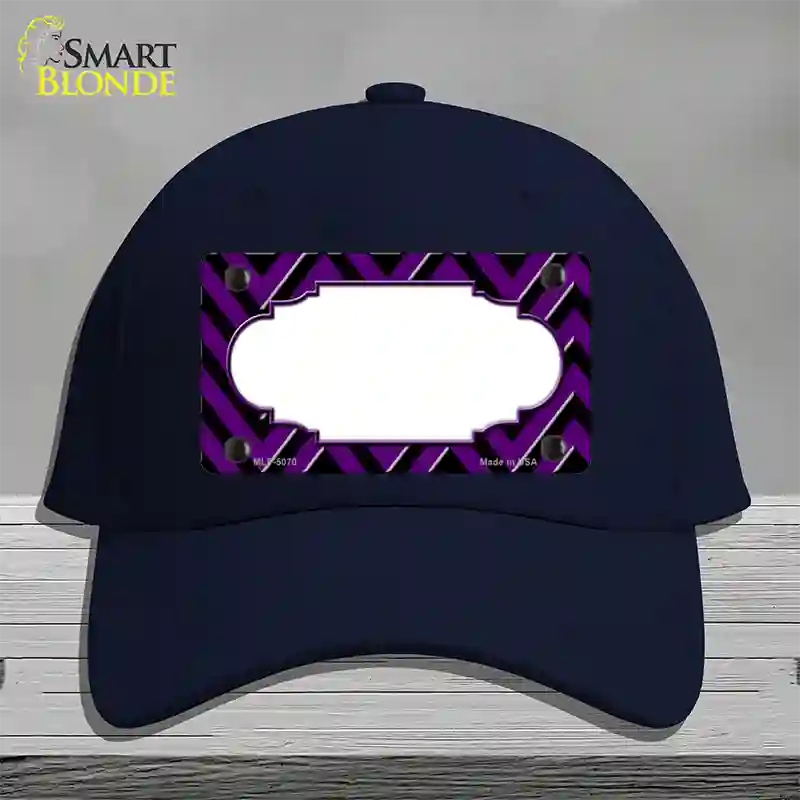 Purple Black Chevron Scallop Novelty License Plate Hat Cotton / Navy