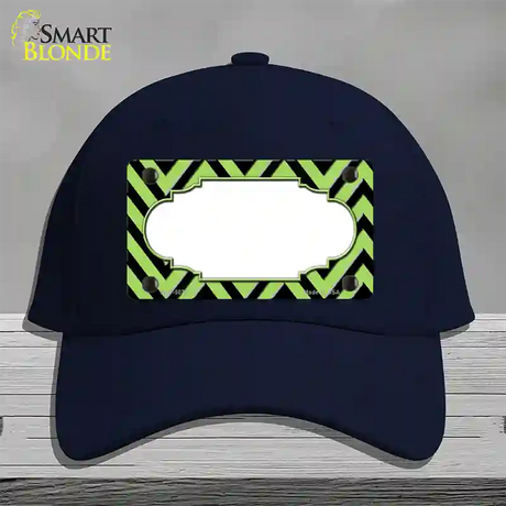 Lime Green Black Chevron Scallop Novelty License Plate Hat Cotton / Navy