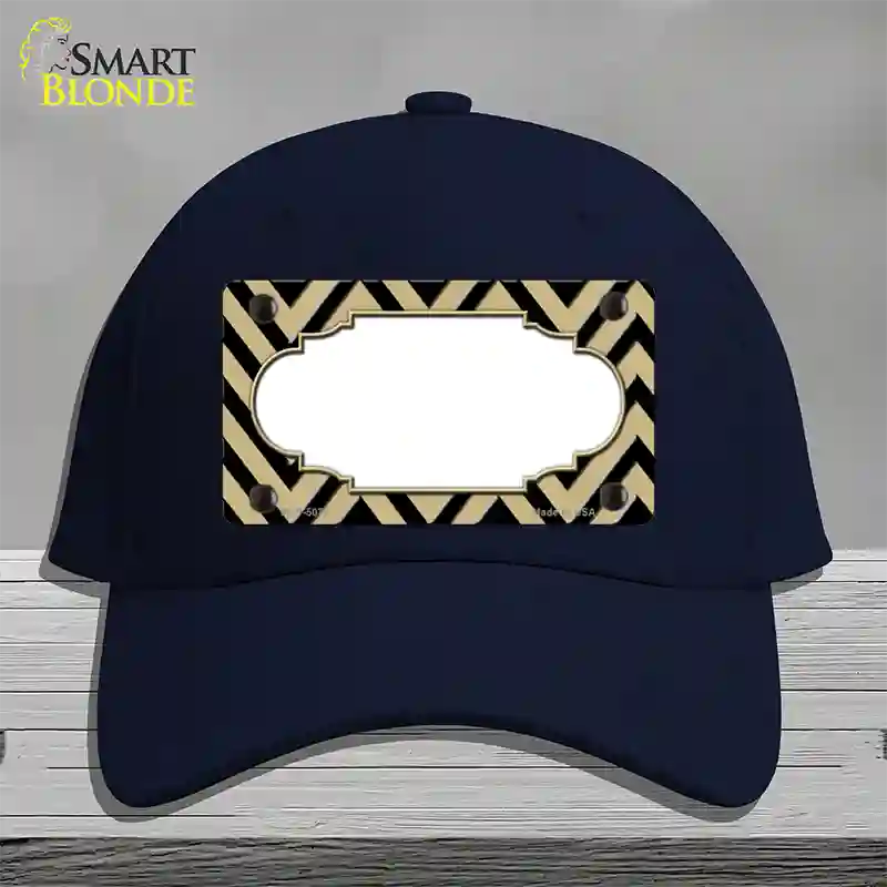 Gold Black Chevron Scallop Novelty License Plate Hat Cotton / Navy