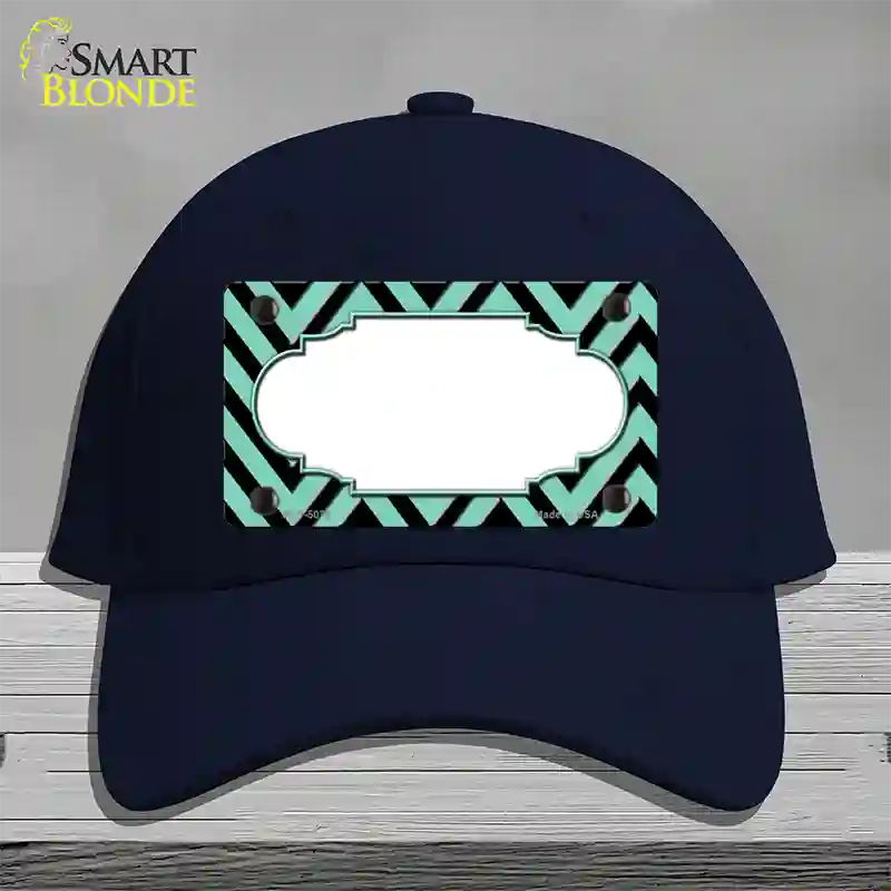 Mint Black Chevron Scallop Novelty License Plate Hat Cotton / Navy