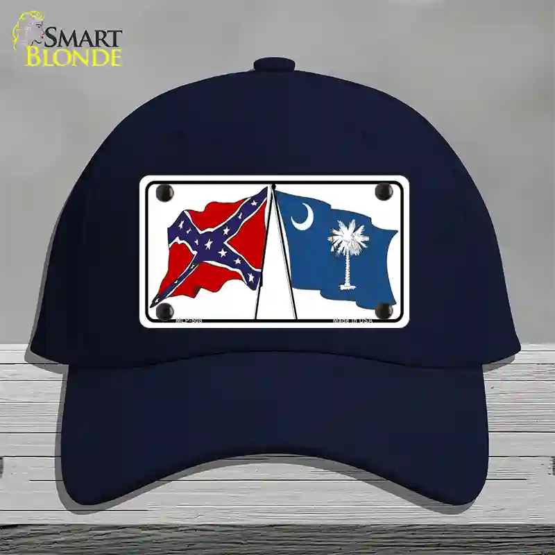 Confederate South Carolina State Flag Novelty License Plate Hat Cotton / Navy