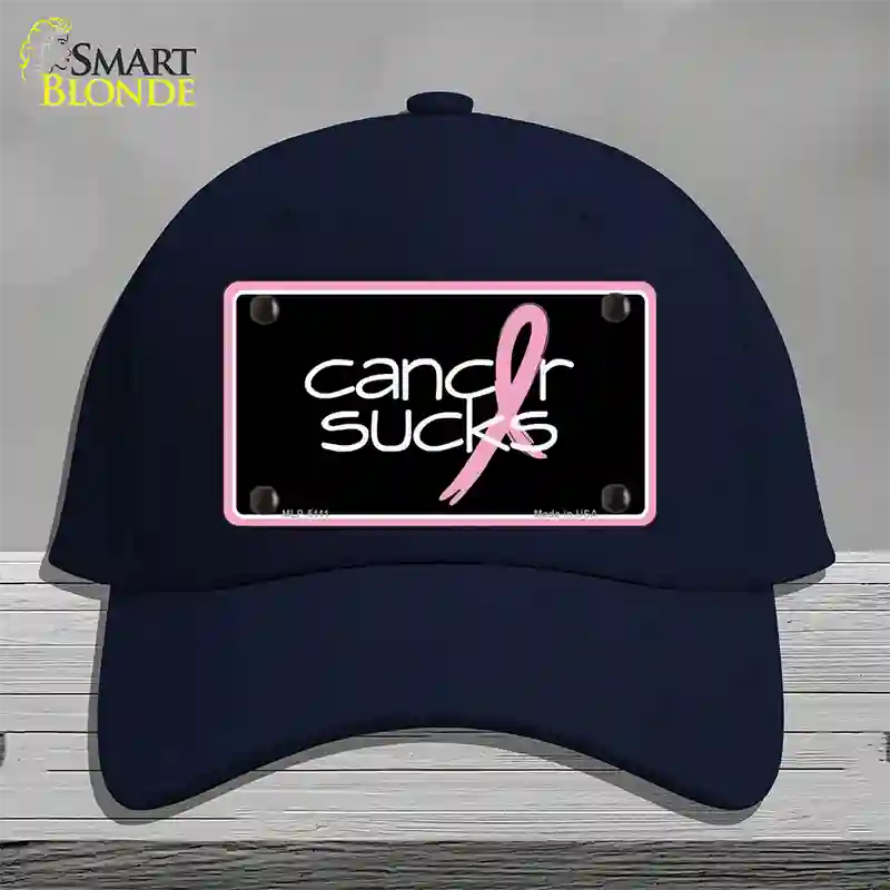 Cancer Sucks Novelty License Plate Hat Cotton / Navy