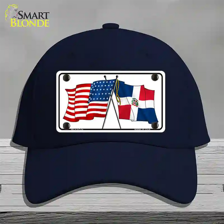 United States Dominican Republic Crossed Flags Novelty License Plate Hat Sign Cotton / Navy