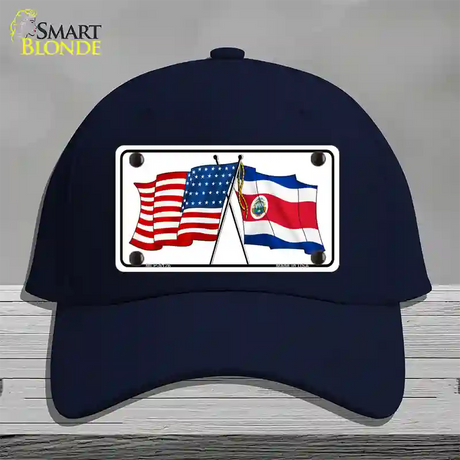 United States Costa Rica Crossed Flags Novelty License Plate Hat Sign Cotton / Navy