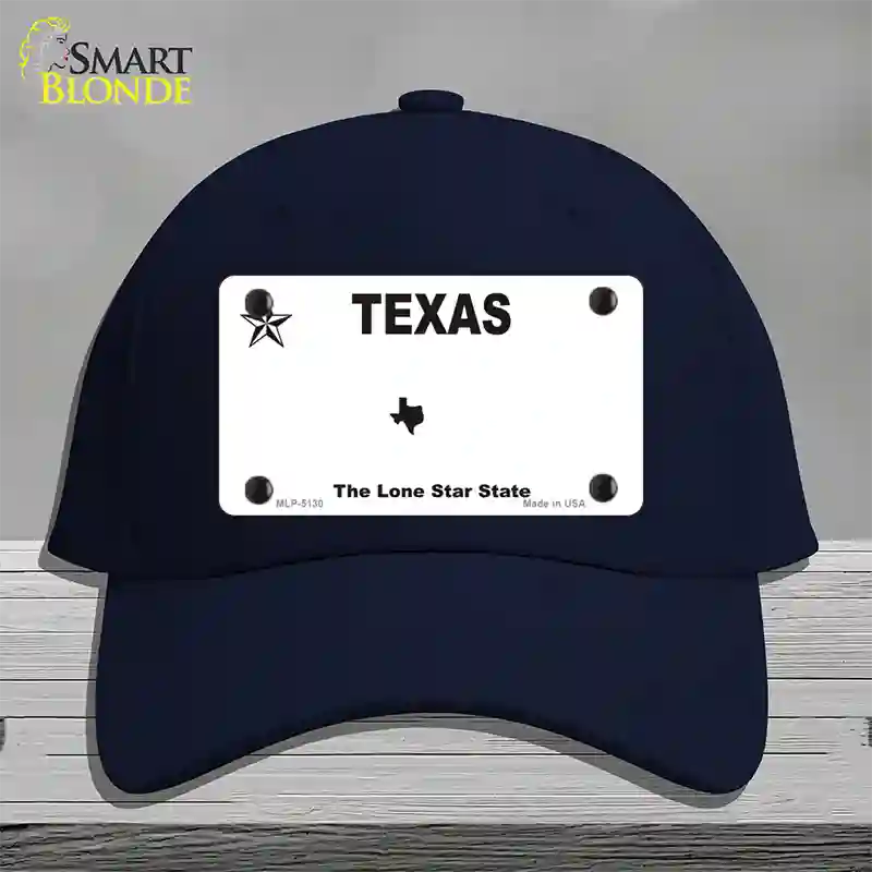 Texas White Blank Novelty License Plate Hat Cotton / Navy