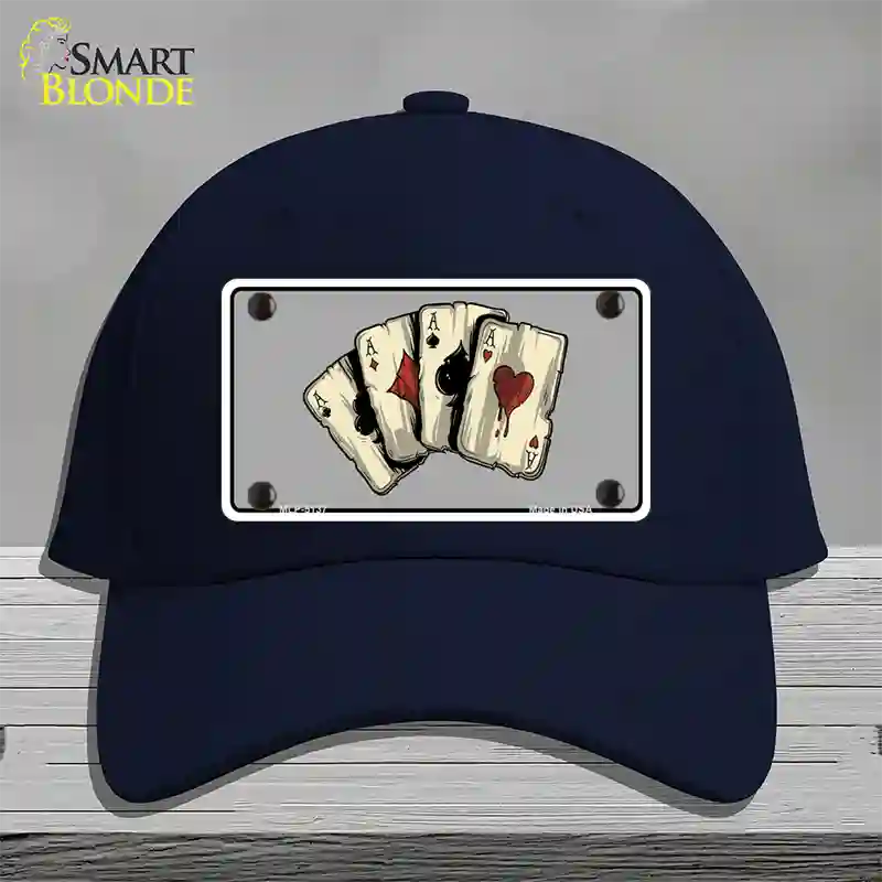 Four Aces Cards Novelty License Plate Hat Cotton / Navy