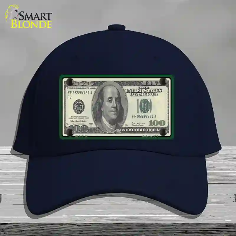 $100 Bill Novelty License Plate Hat Cotton / Navy