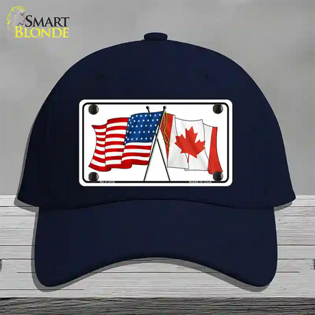 United States Canadian Flag Novelty License Plate Hat Cotton / Navy