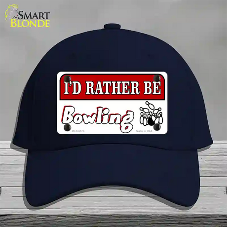 Rather Be Bowling Novelty License Plate Hat Cotton / Navy