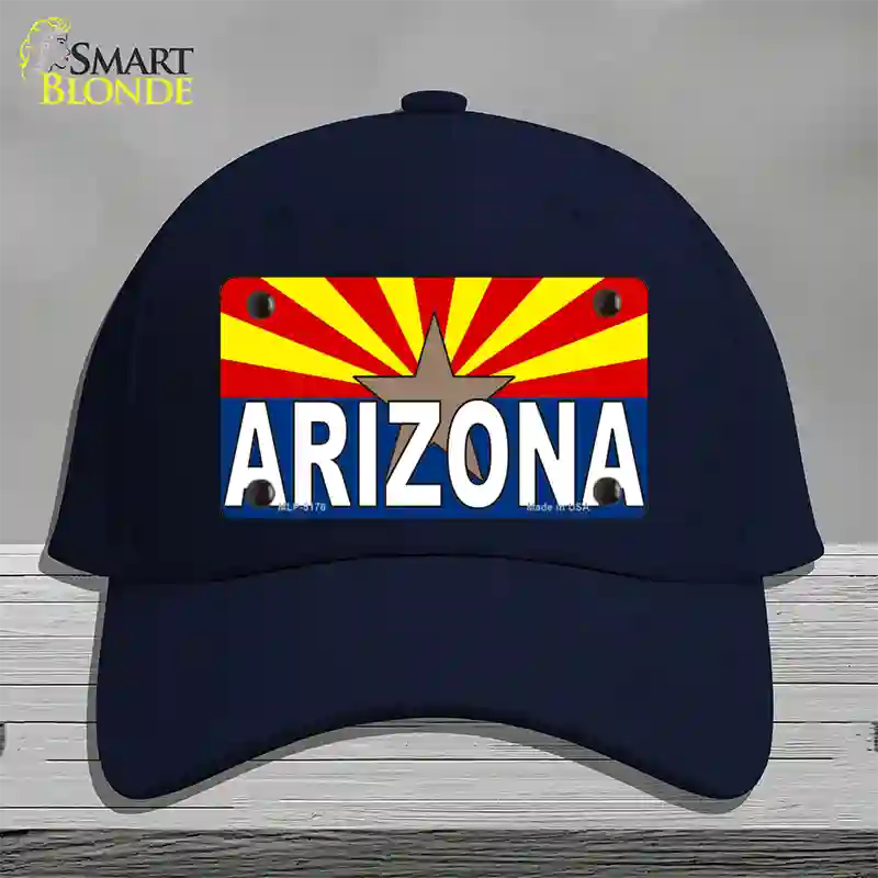 Arizona Flag White Arizona Novelty License Plate Hat Sign Cotton / Navy