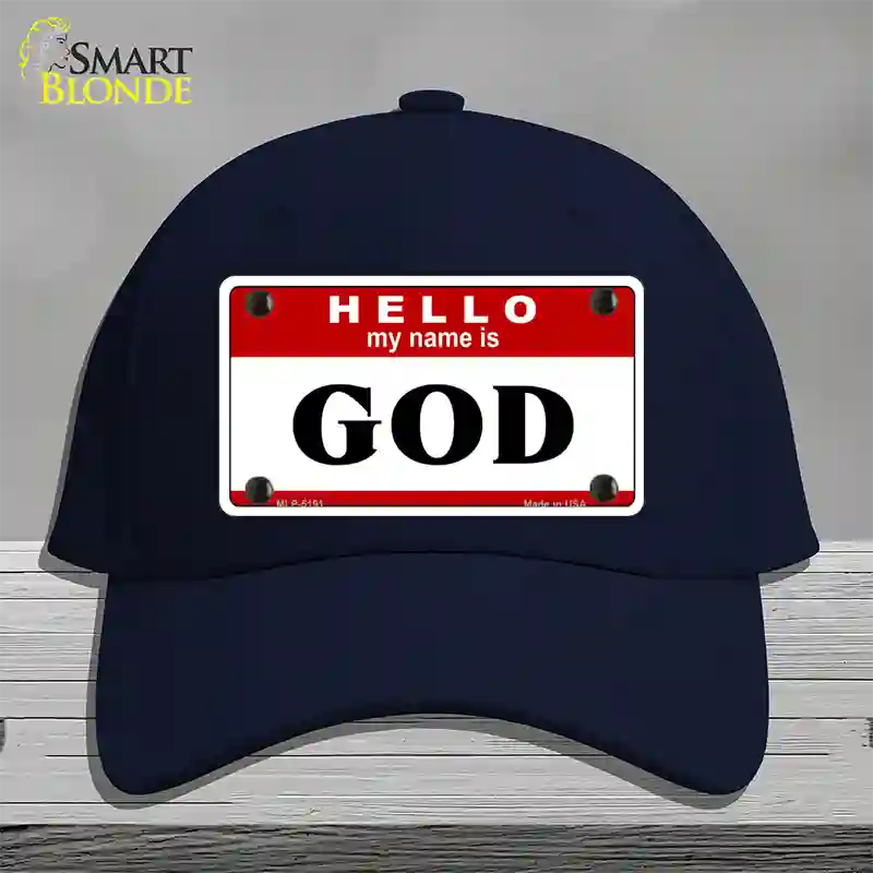 Name Is God Novelty License Plate Hat Cotton / Navy