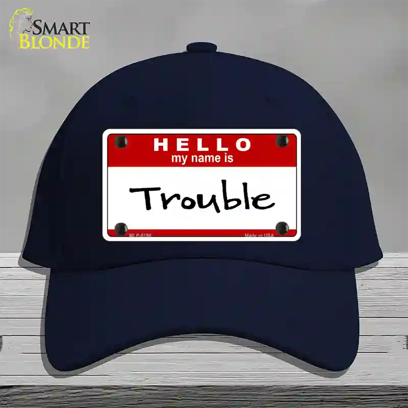 Trouble Novelty License Plate Hat Cotton / Navy