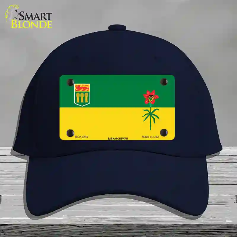 Saskatchewan Flag Novelty License Plate Hat Cotton / Navy