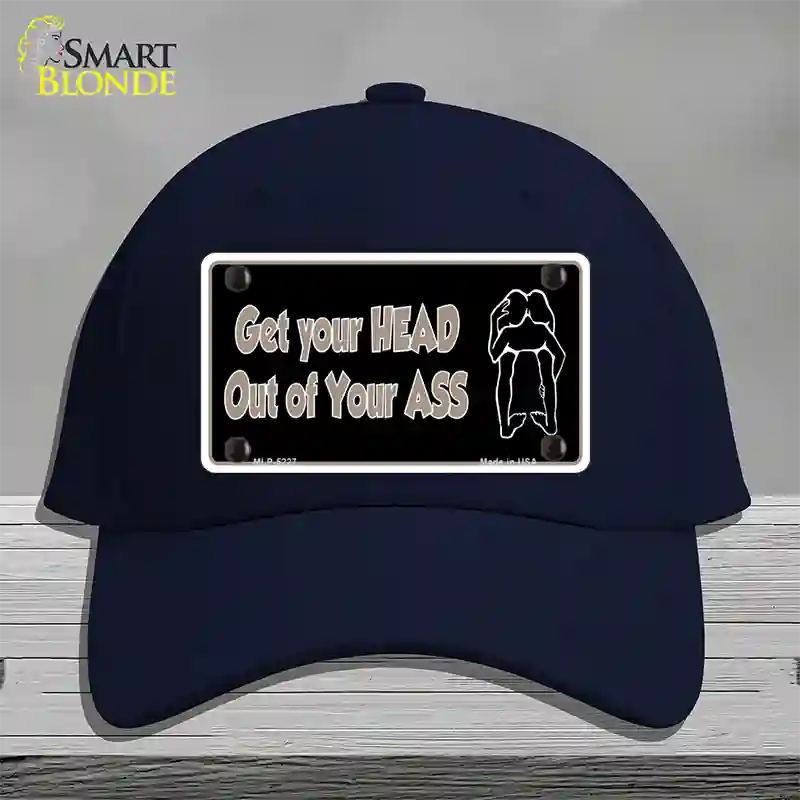 Head Out of Your Ass Novelty License Plate Hat Cotton / Navy