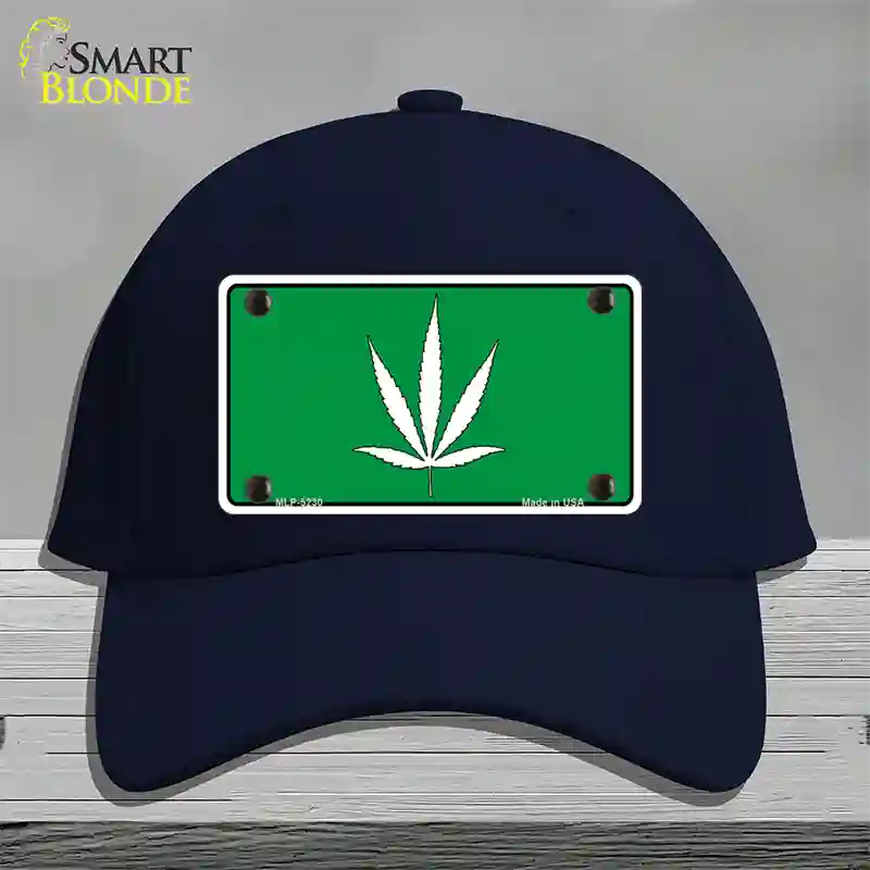 Marijuana Leaf Novelty License Plate Hat Cotton / Navy