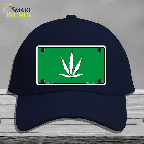 Marijuana Leaf Novelty License Plate Hat Cotton / Navy