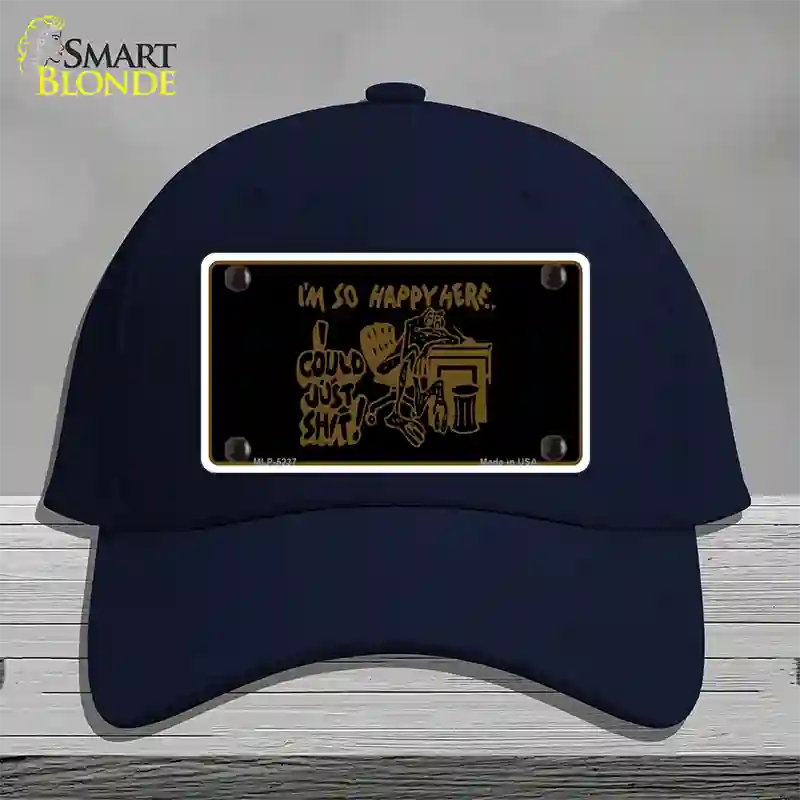 Im So Happy Here Novelty License Plate Hat Cotton / Navy