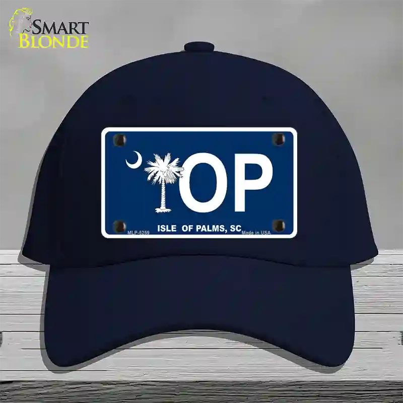 IOP Isle of Palms Blue Novelty License Plate Hat Cotton / Navy