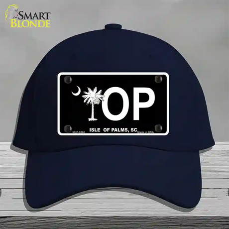 IOP Isle of Palms Black Novelty License Plate Hat Cotton / Navy