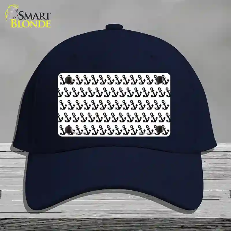 White Black Anchor Novelty License Plate Hat Cotton / Navy