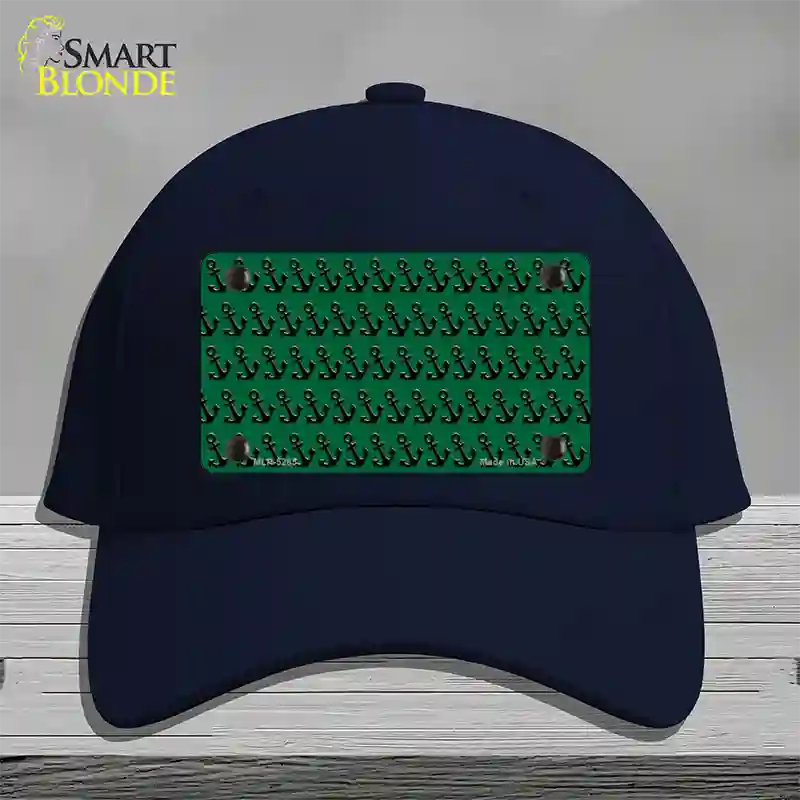 Green Black Anchor Novelty License Plate Hat Cotton / Navy