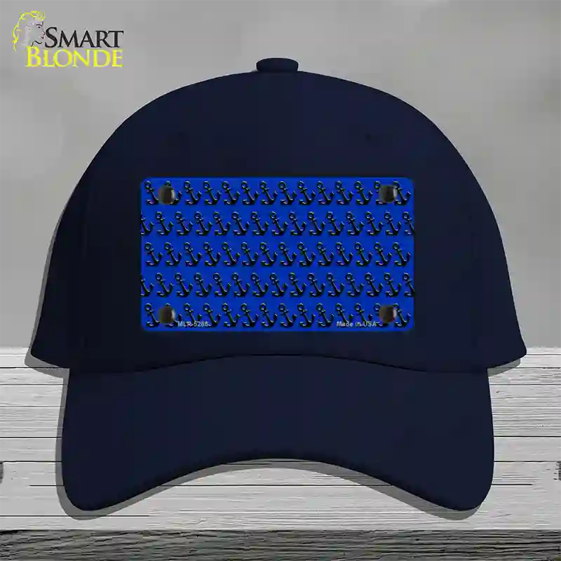 Blue Black Anchor Novelty License Plate Hat Cotton / Navy